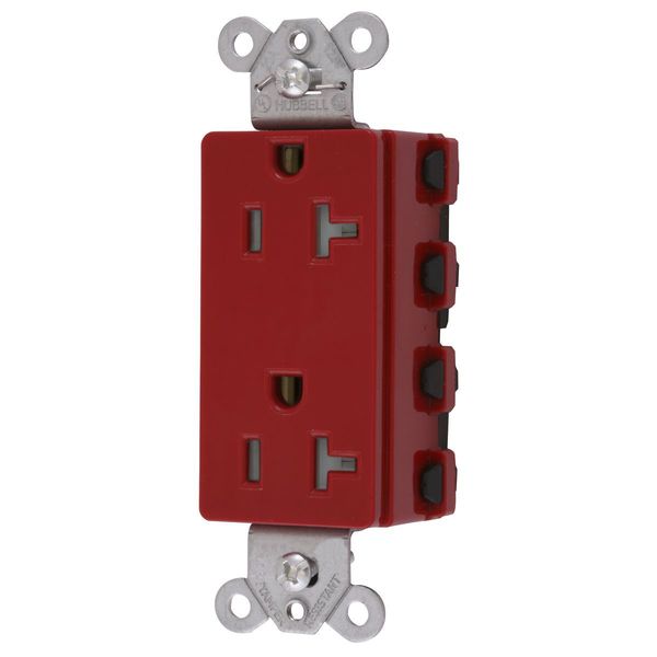 Hubbell Wiring Device-Kellems Straight Blade Devices, Receptacles, Style Line Decorator Duplex, SNAPConnect, Tamper Resistant, 20A 125V, 2-Pole 3-Wire Grounding, 5-20R, Nylon, Red SNAP2162RTRA